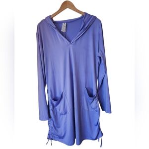 Cakulo Hooded Long Sleeve Swim Coverup UPF Protection Dress Light Purple, 2XL